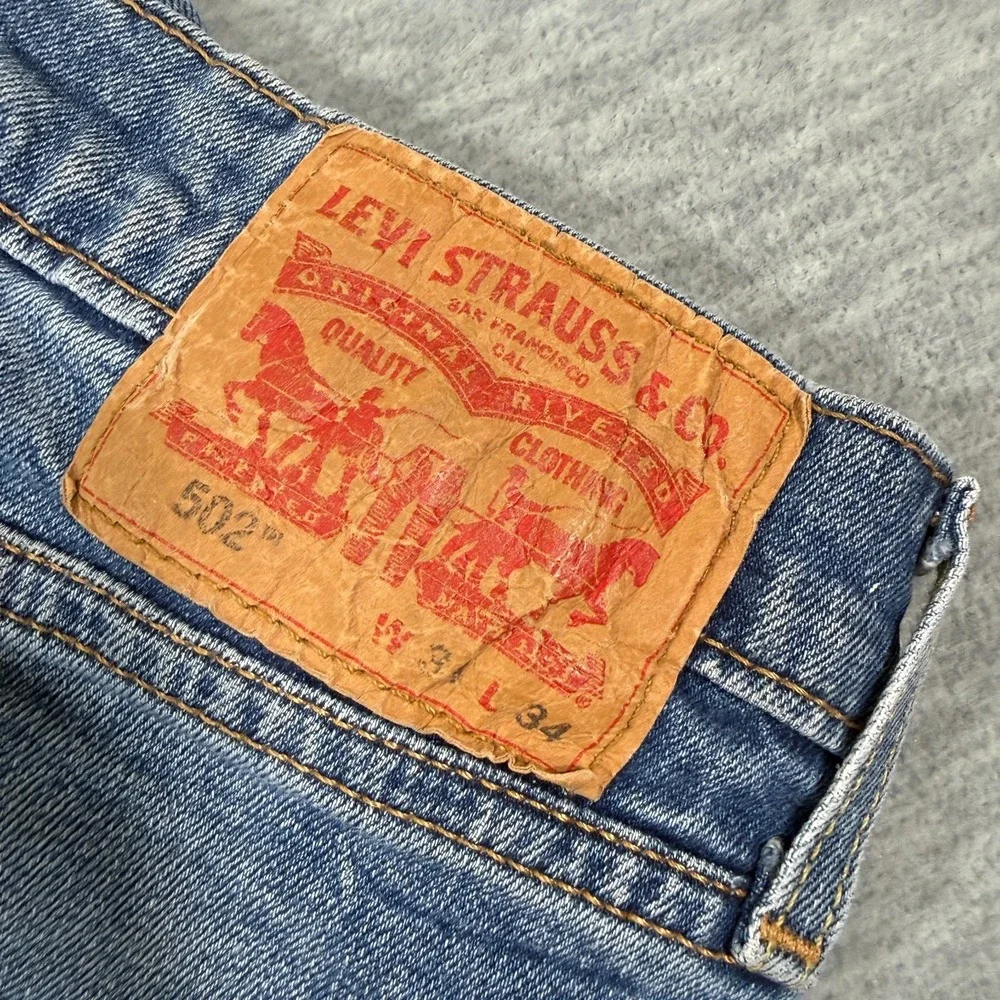 Levi's‎ 502 Pants Men 32x32 Blue Straight Fit Taper Stretch Cotton Chino Jeans